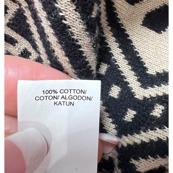 Lucky Brand Women Black / Beige Waterfall Wrap Open Cardigan Sweater Size Large - Picture 8 of 13